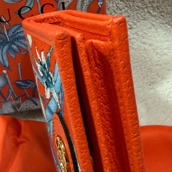 GUCCI LIMITED EDITION FLORA GG MARMONT BIFOLD WALLET ORANGE Excellent - Picture 16 of 17